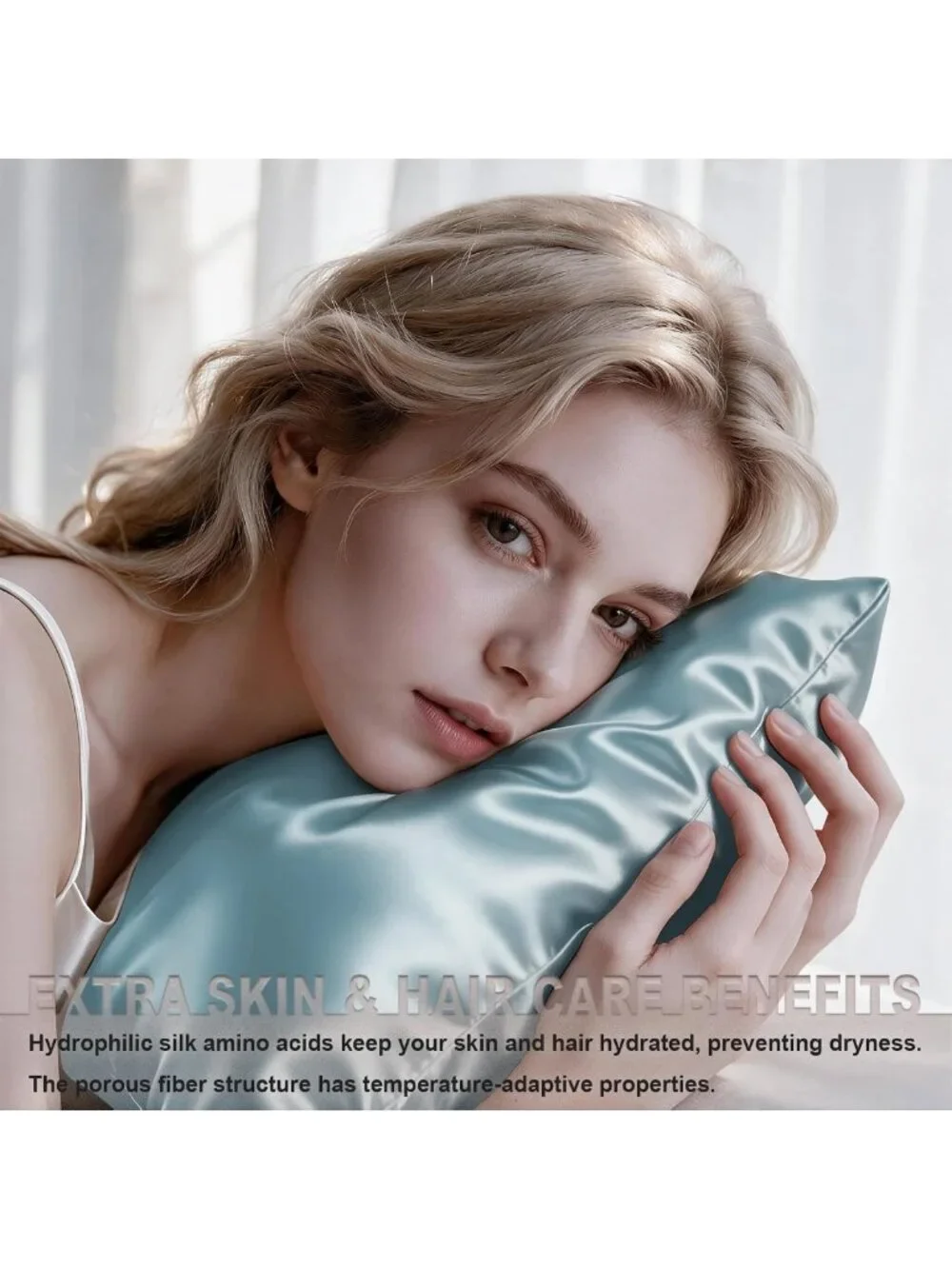 Luxurious Silk Pillowcases 2-Pack Standard Size with Zipper - Haze Blue
